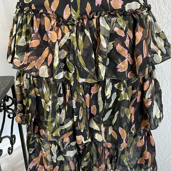 NWOT Missoni Italy 100% Silk Layered Ruffle Floral Watercolor Skirt 40 US 4 - Picture 2 of 7